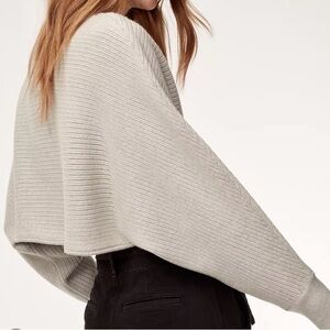 100% merino wool Wilfred Free Gray Cropped Sweater EUC Aritzia size 1 (SMALL)
